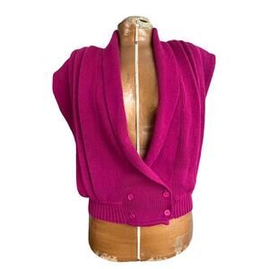 Vintage Fuchsia Morsly Knit Sweater Vest Size M